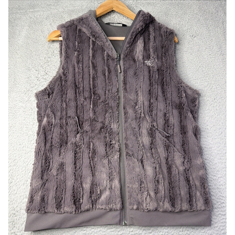The North Face Vest Womens Size Large Furlander Hooded Vest Faux Fur Pockets